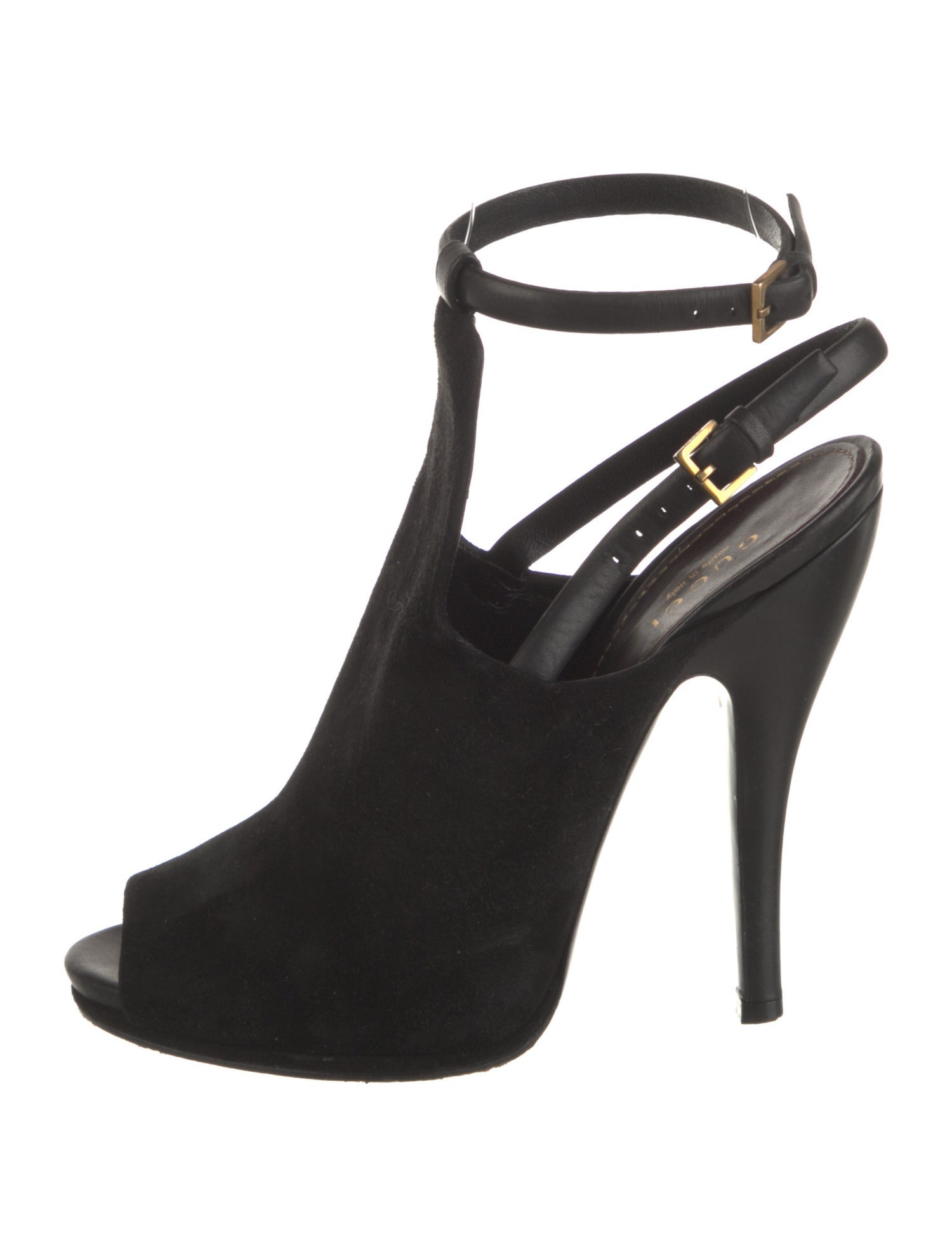 Gucci Suede Leather Trim Embellishment Sandals