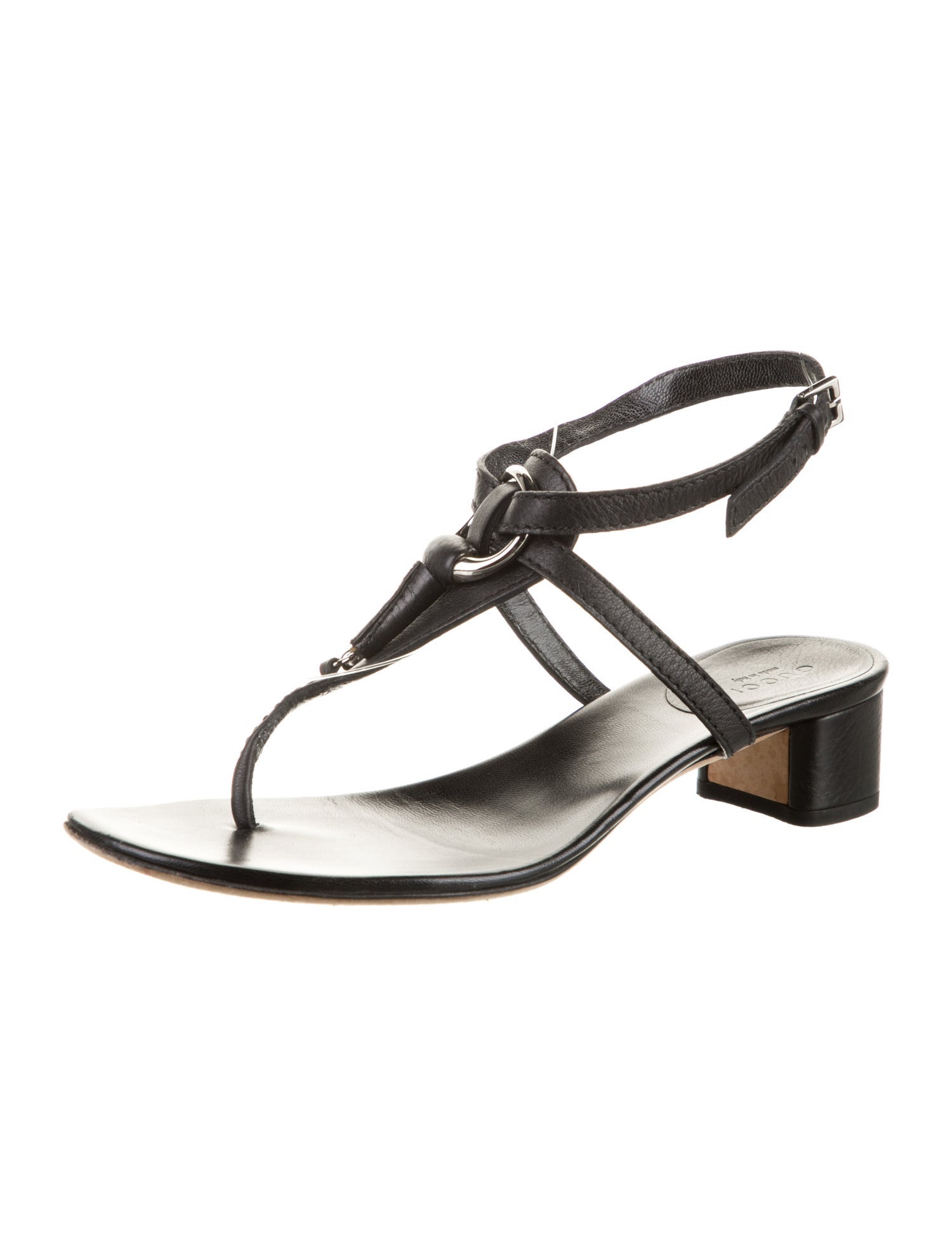 Gucci Leather T-Strap Sandals