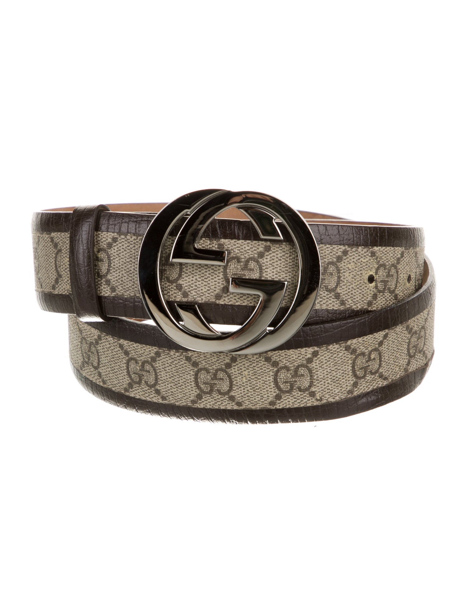 Gucci GG Supreme Leather Trim Embellishment Belt