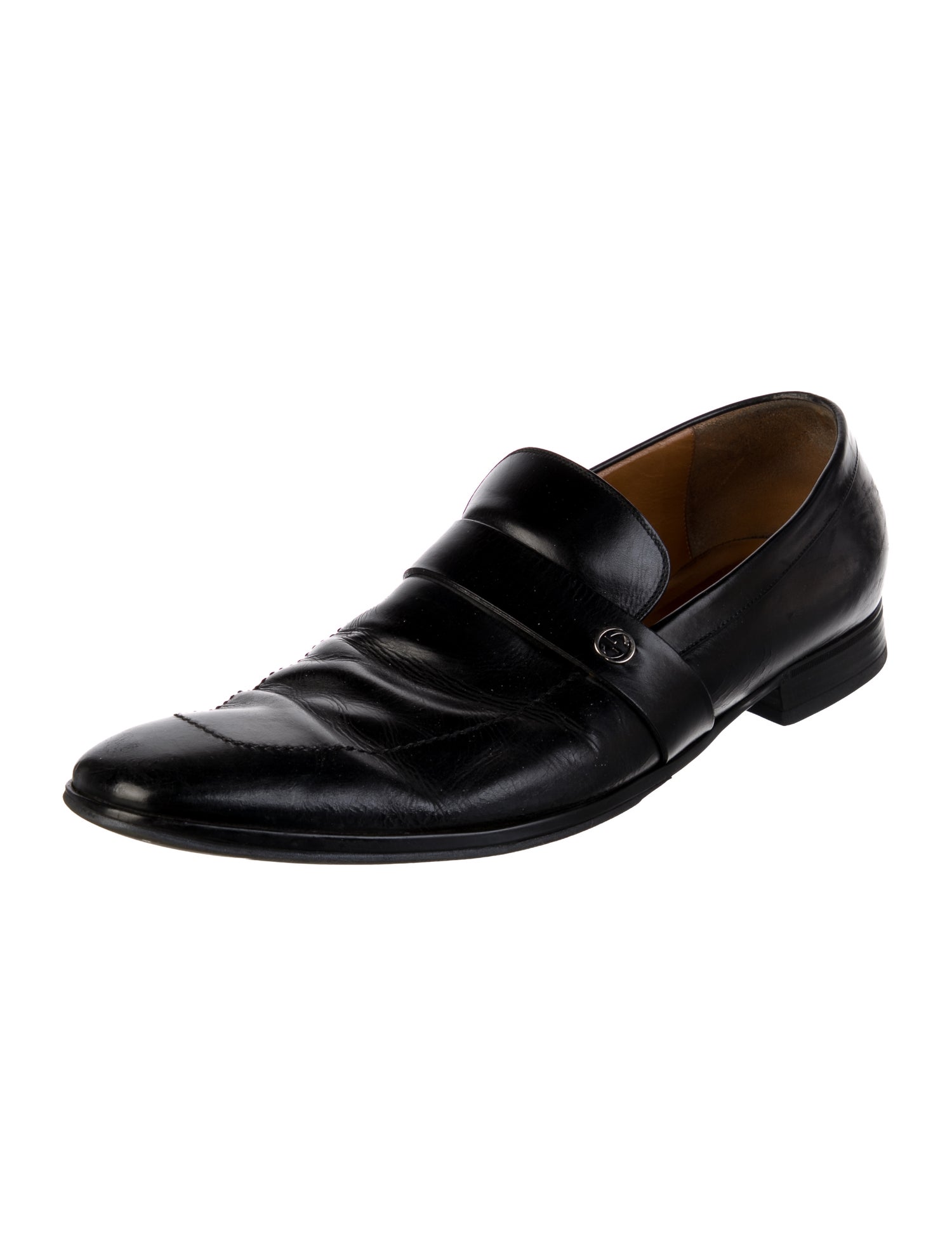 Gucci Interlocking G Logo Leather Dress Loafers