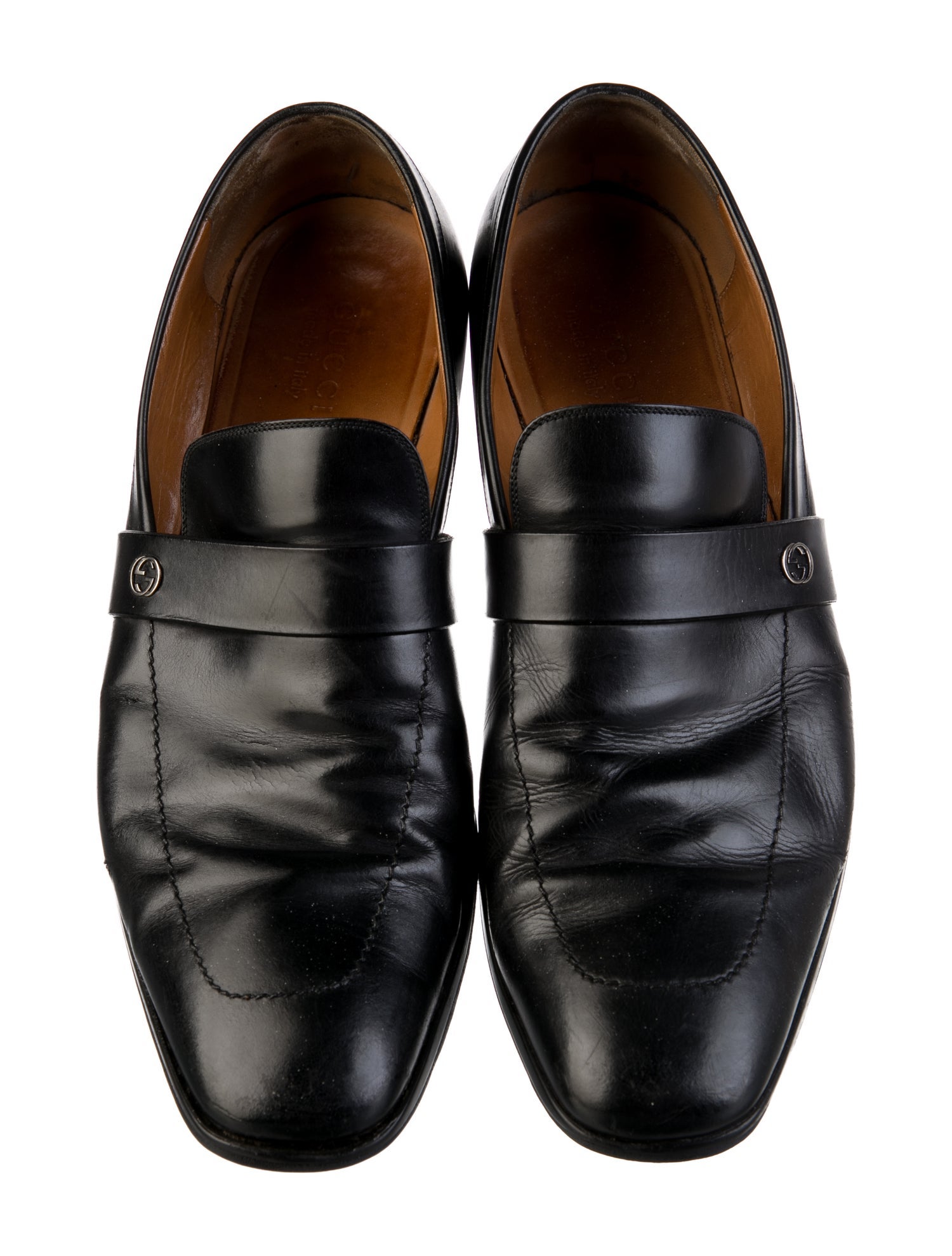 Gucci Interlocking G Logo Leather Dress Loafers