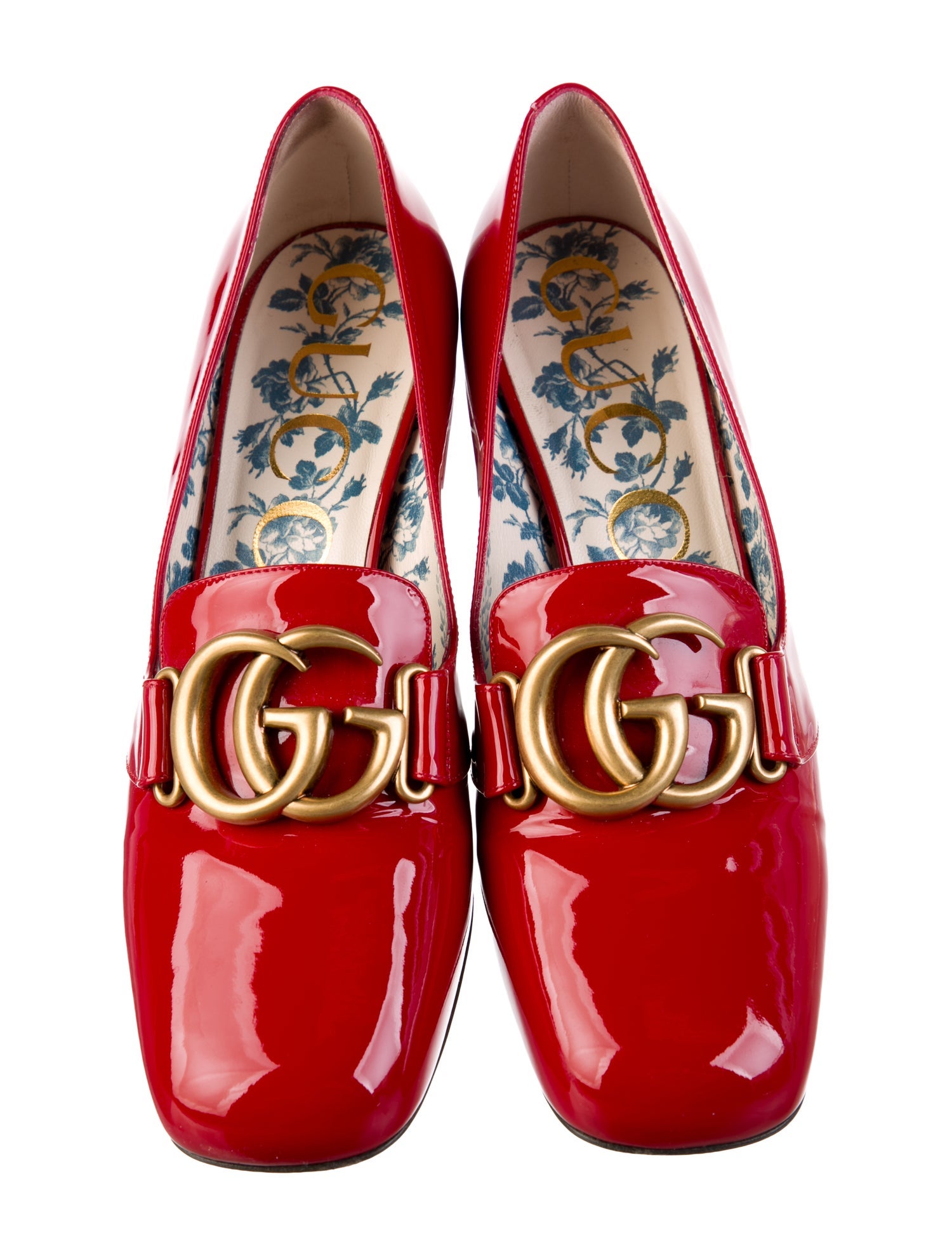 Gucci Double G Logo Patent Leather Pumps