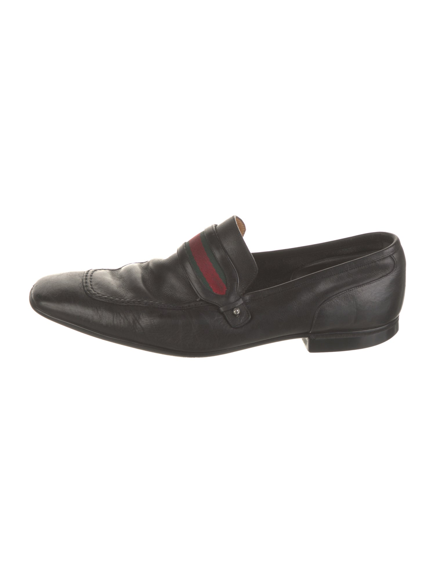 Gucci Web Accent Leather Dress Loafers