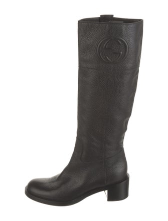 Gucci Interlocking G Logo Leather Riding Boots