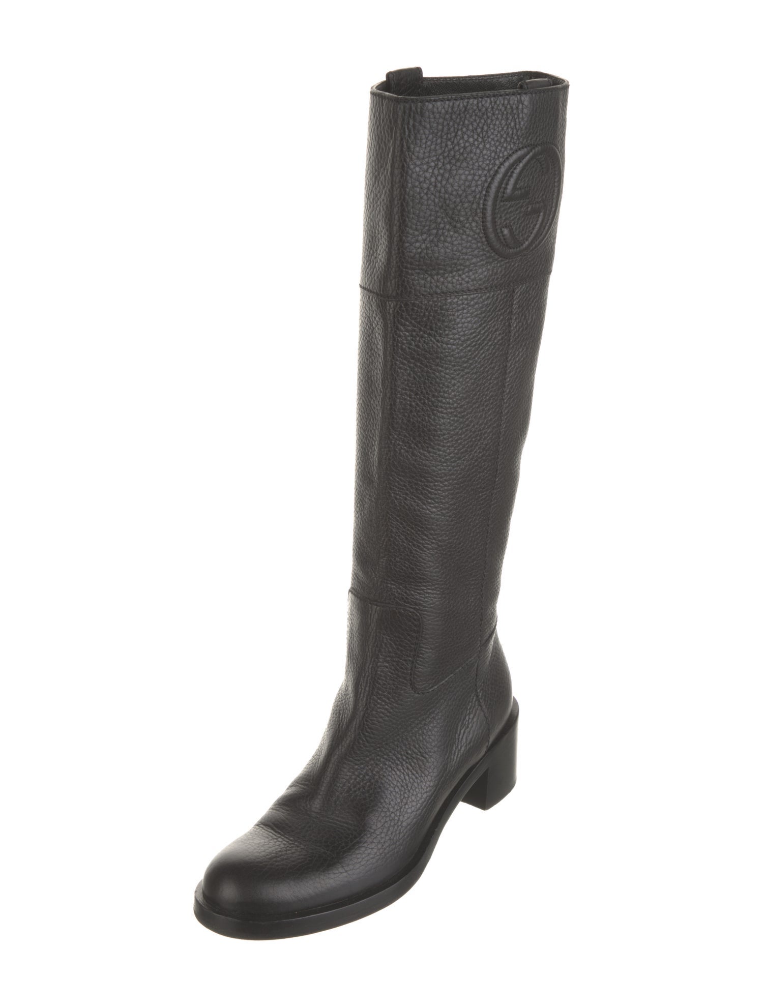 Gucci Interlocking G Logo Leather Riding Boots