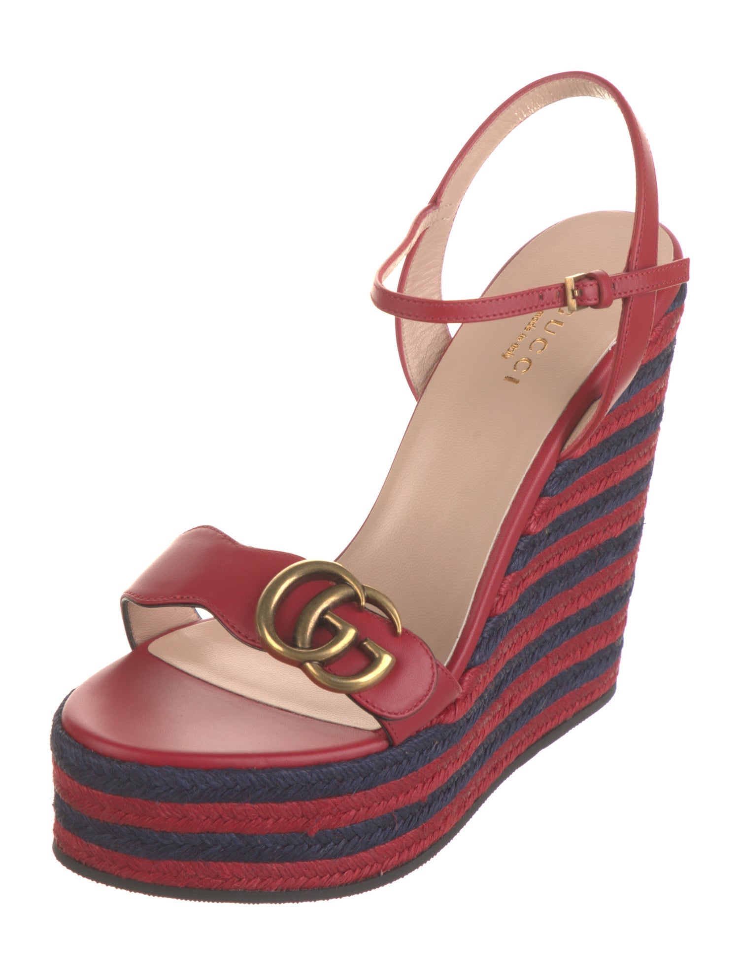 Gucci Double G Logo Leather Espadrilles