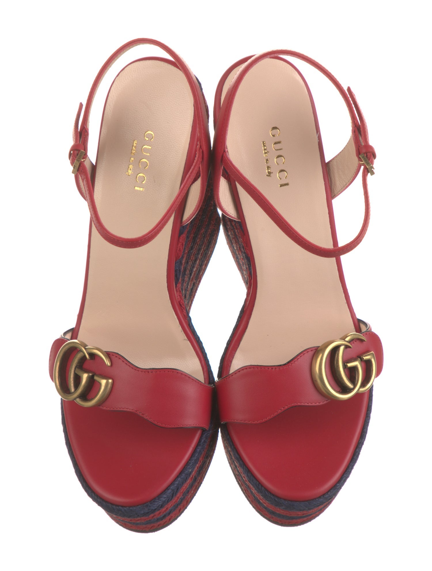 Gucci Double G Logo Leather Espadrilles