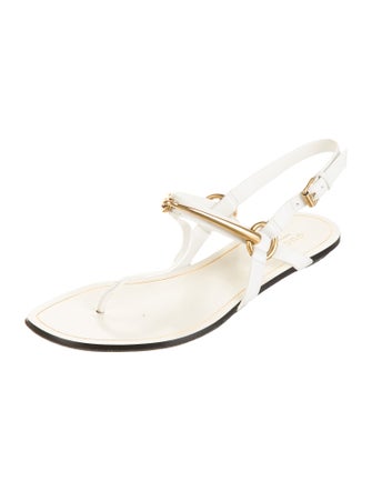 Gucci Horsebit Accent Leather T-Strap Sandals