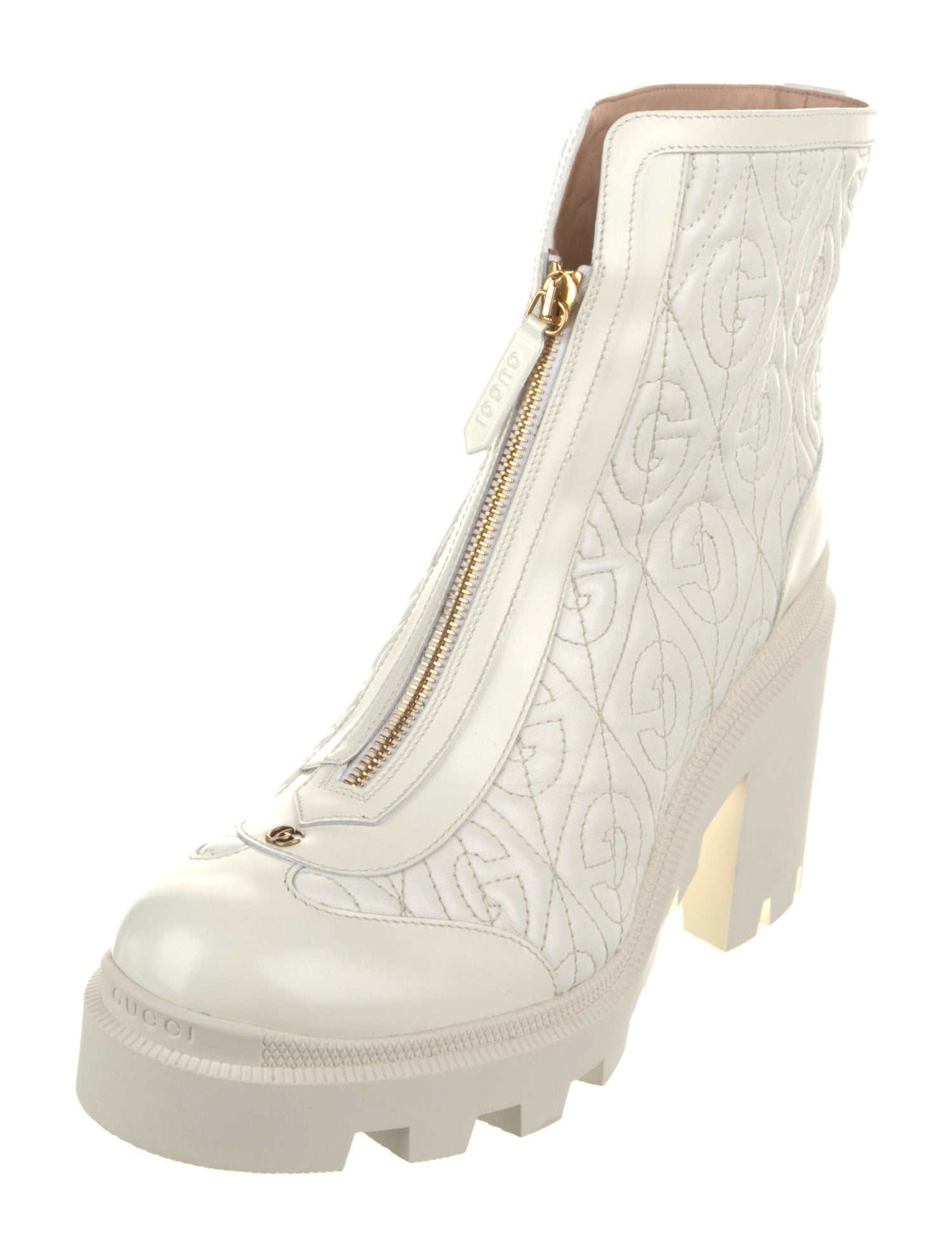 Gucci Double G Logo Leather Rain Boots