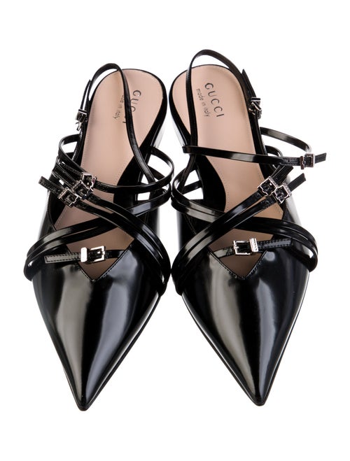 Gucci Horsebit Accent Leather Slingback Flats