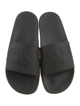 Gucci Black GG Logo Slides