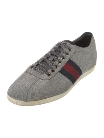 Gucci Sylvie Web Accent Glitter Sneakers