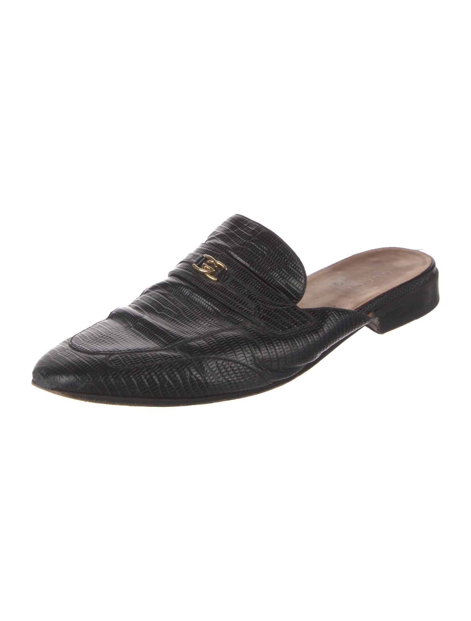 Gucci Interlocking G Logo Leather Slippers