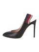 Gucci Sylvie Web Accent Leather Slingback Pumps