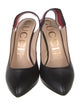 Gucci Sylvie Web Accent Leather Slingback Pumps