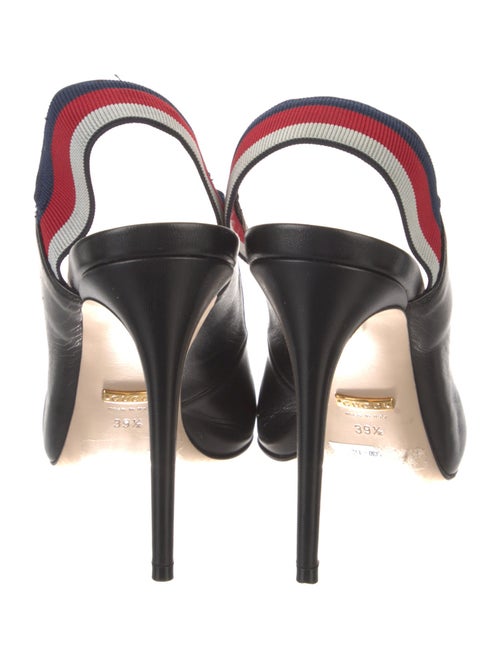 Gucci Sylvie Web Accent Leather Slingback Pumps