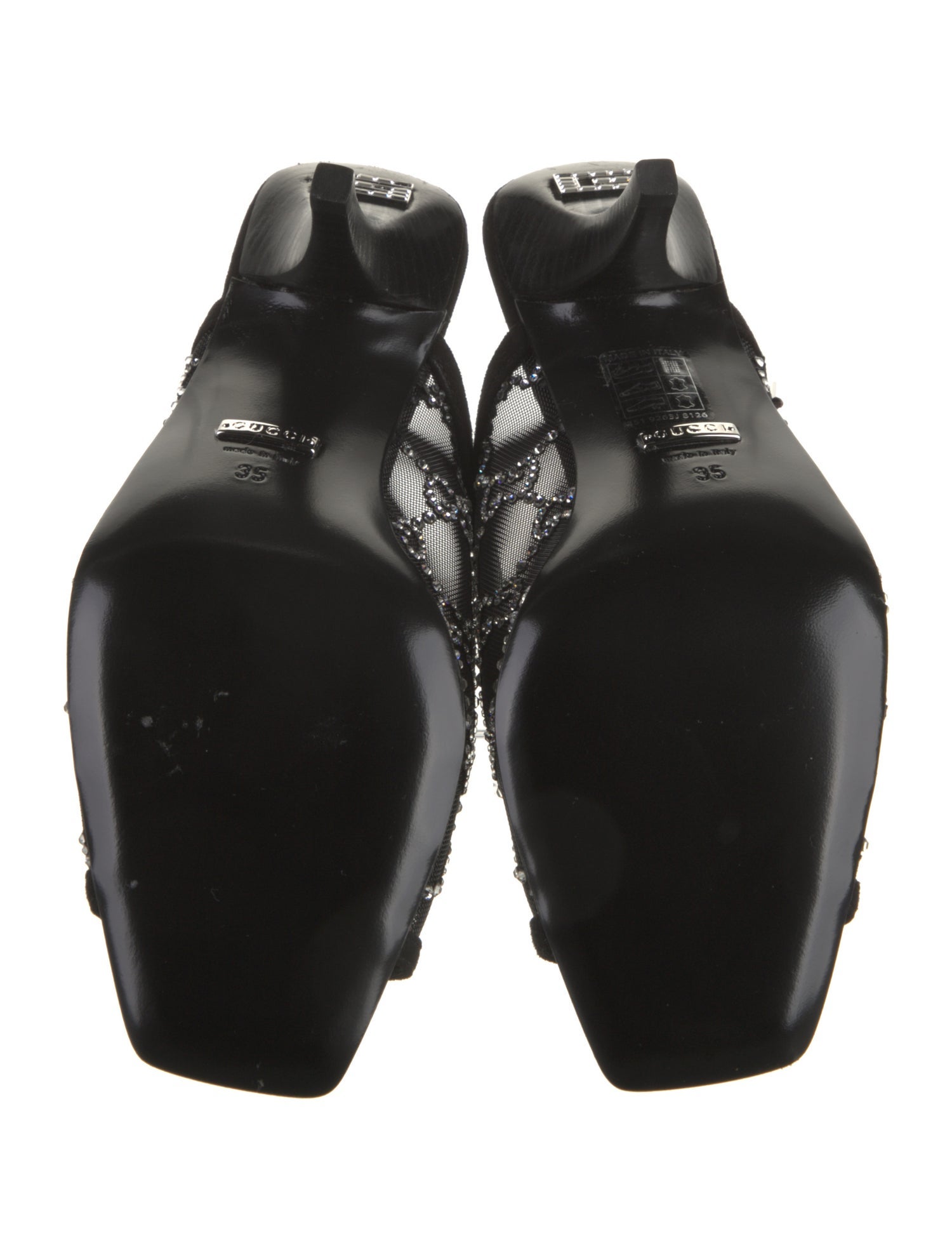 Gucci Mesh Crystal Embellishments Slides