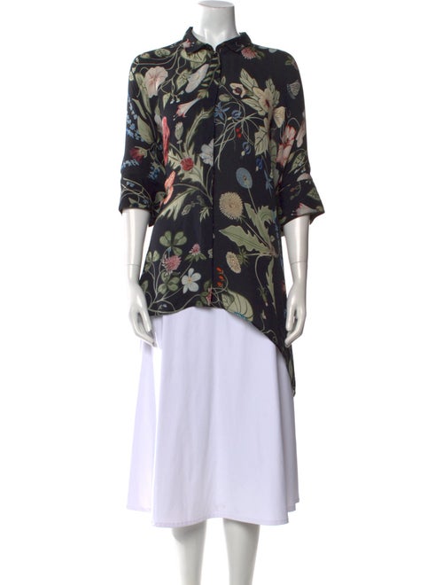 Gucci Silk Floral Print Button-Up Top