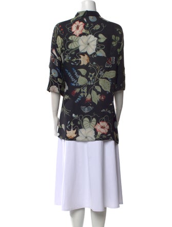 Gucci Silk Floral Print Button-Up Top