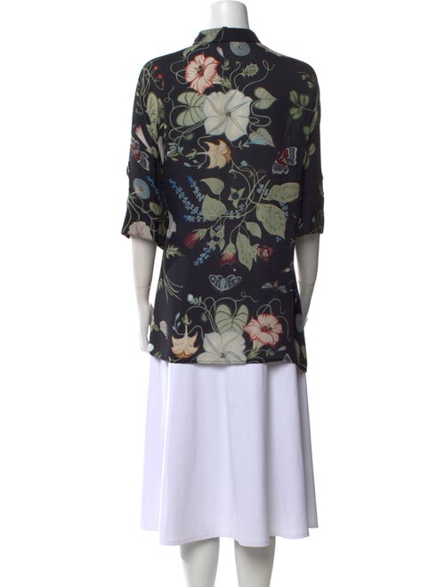 Gucci Silk Floral Print Button-Up Top