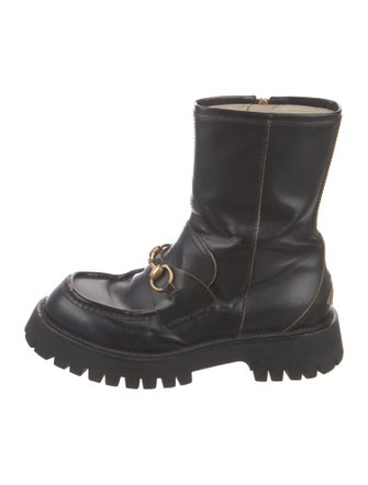 Gucci Horsebit Accent Leather Combat Boots