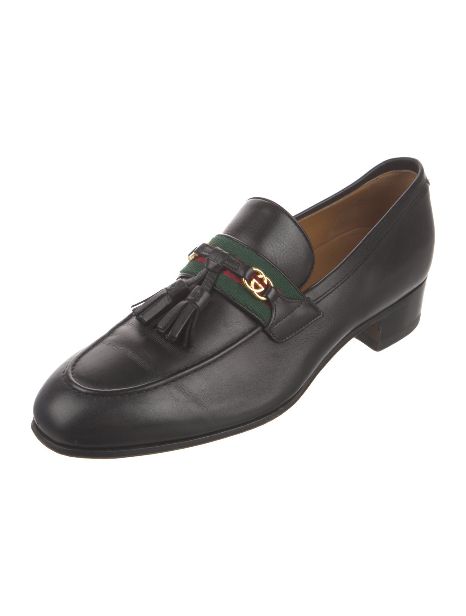 Gucci Web Accent Leather Dress Loafers