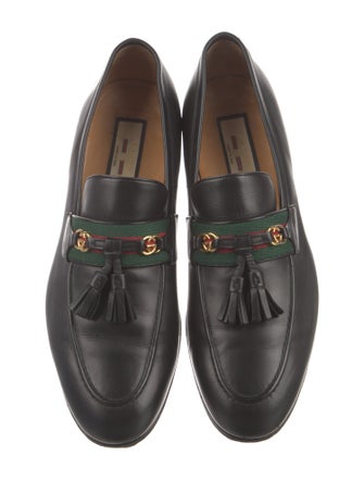 Gucci Web Accent Leather Dress Loafers