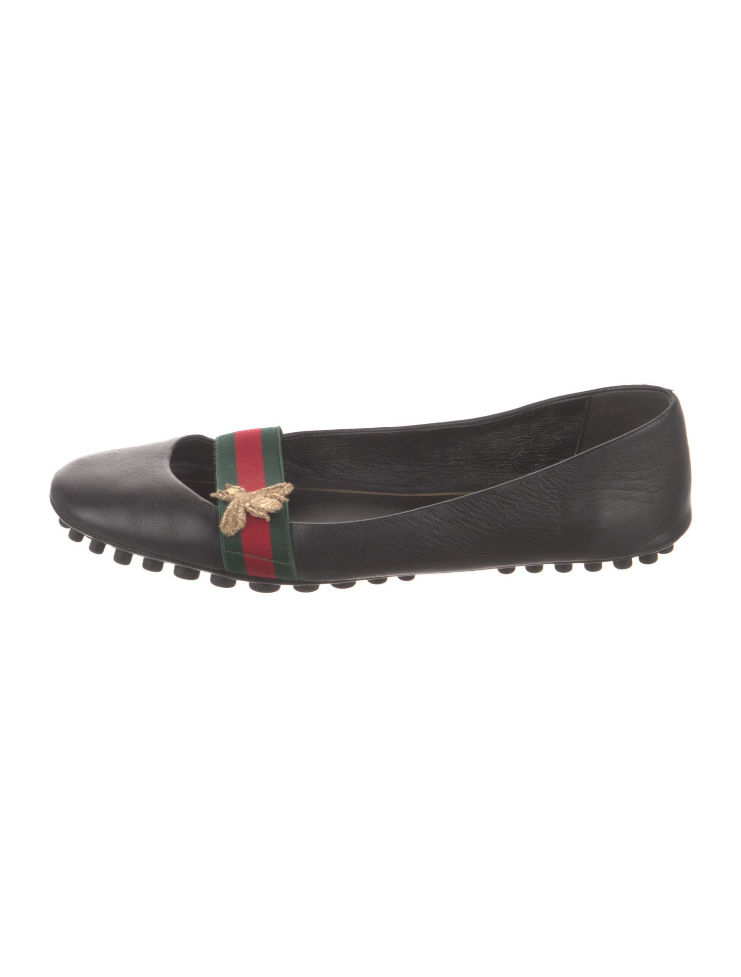 Gucci Web Accent Leather Flats