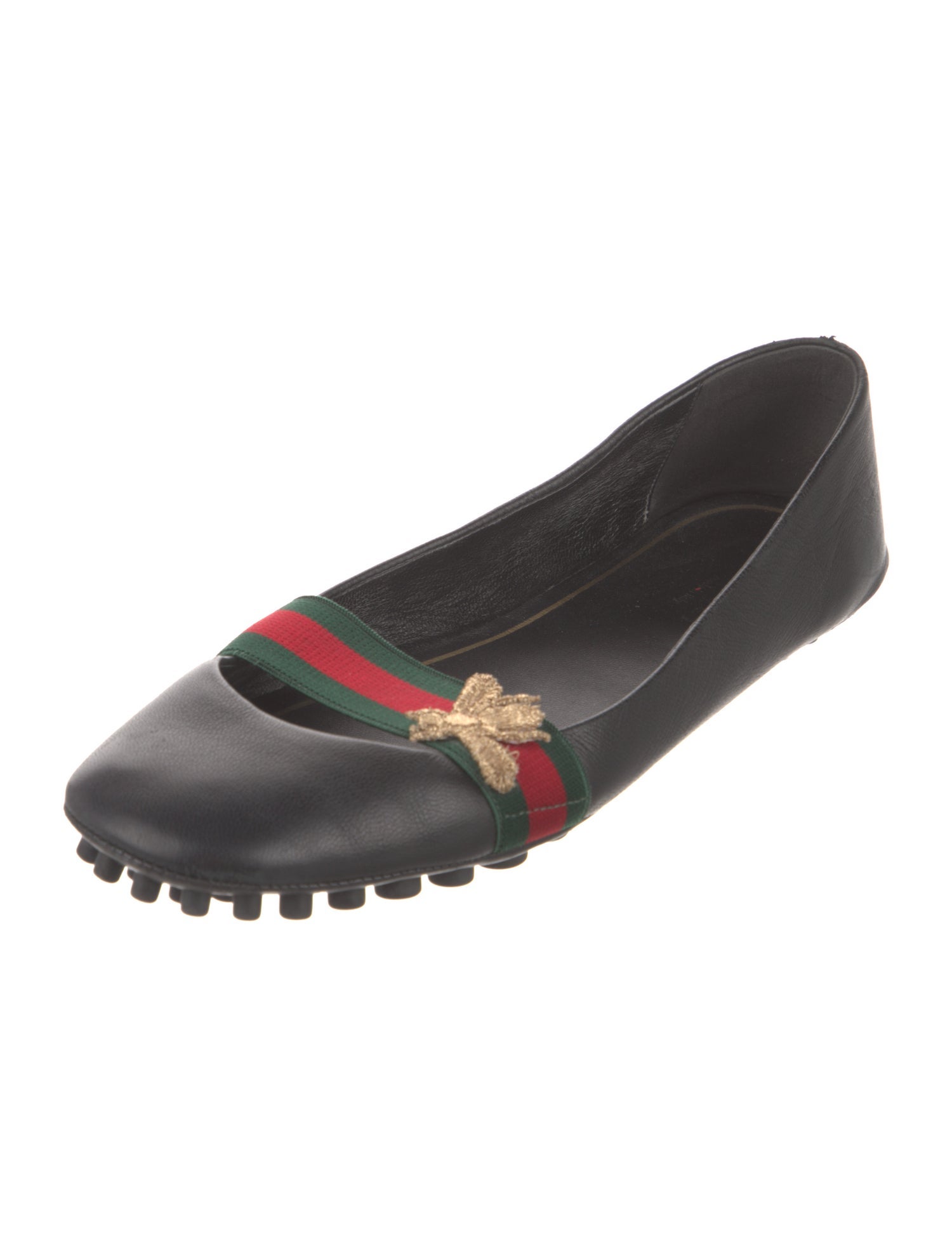 Gucci Web Accent Leather Flats