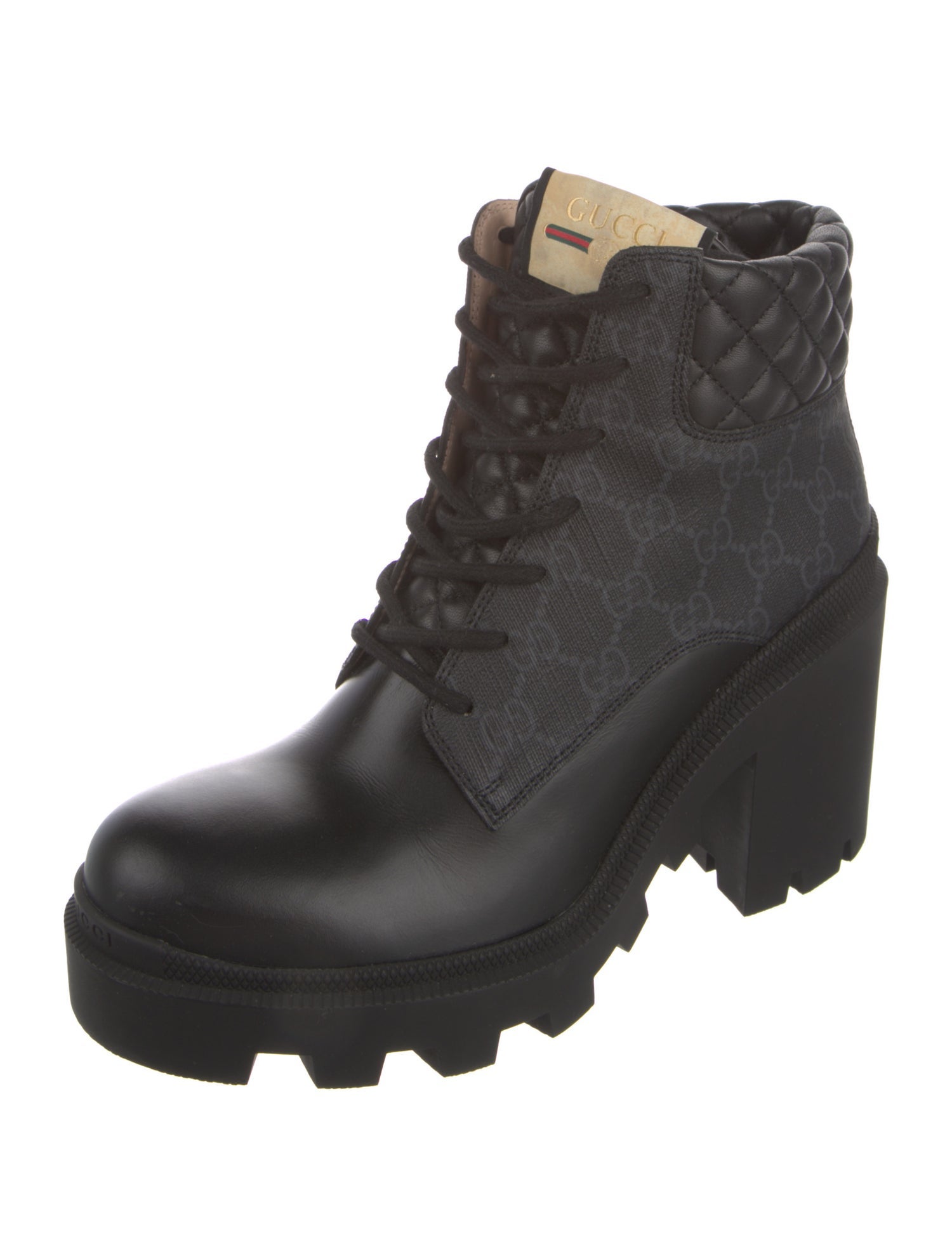 Gucci GG Supreme Leather Combat Boots