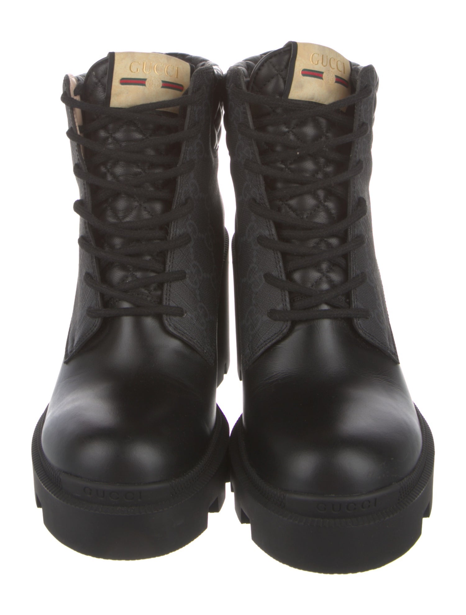 Gucci GG Supreme Leather Combat Boots