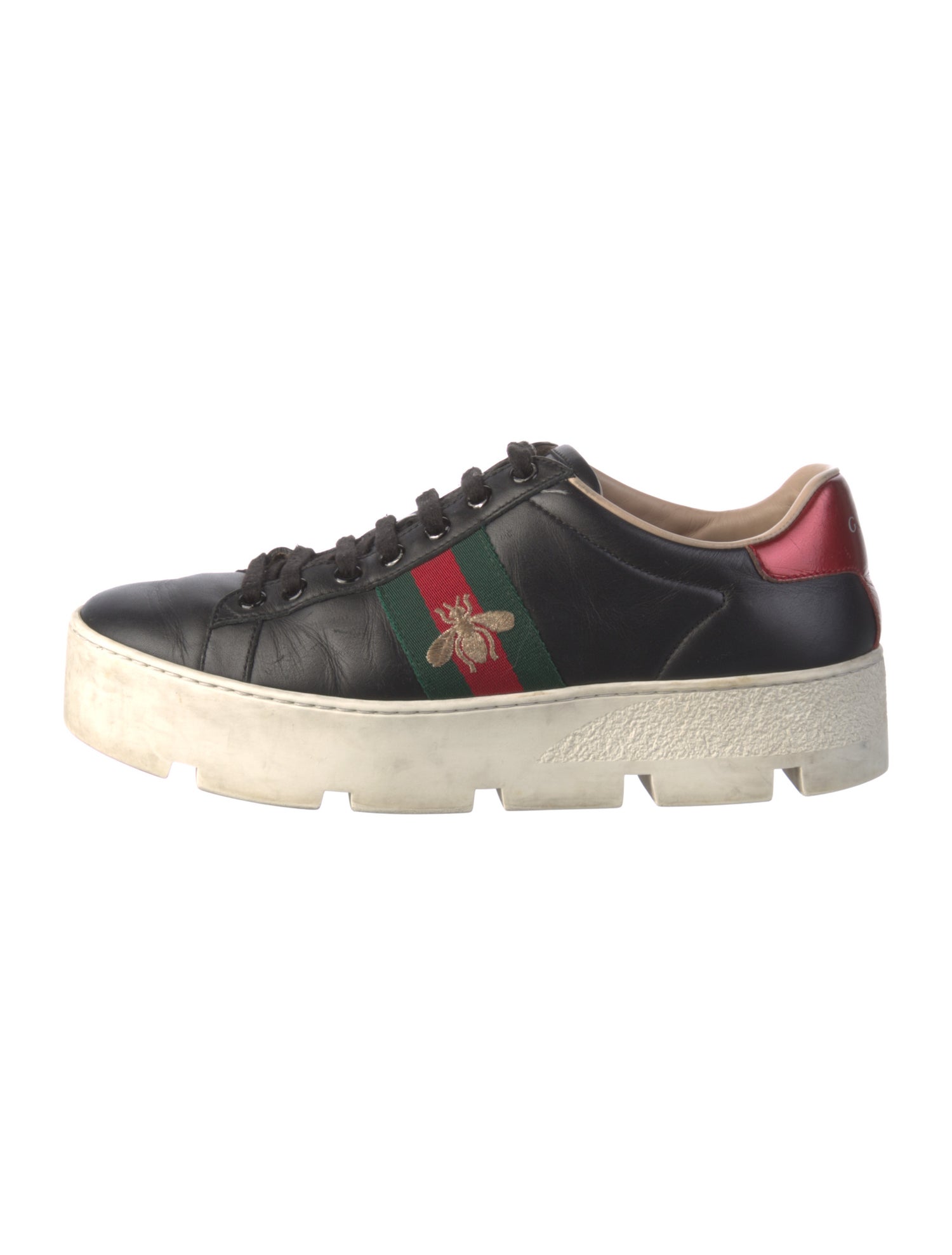 Gucci Web Accent Leather Sneakers