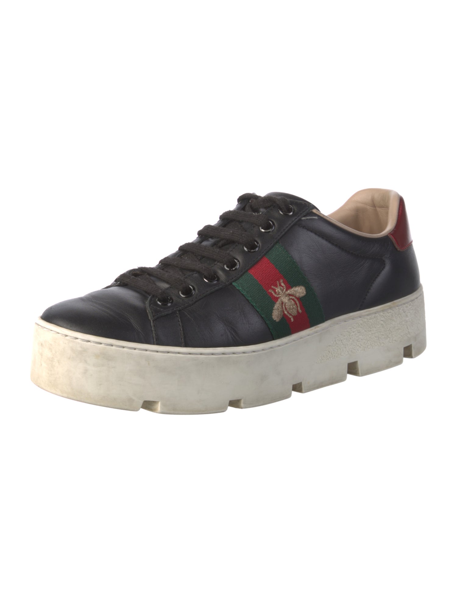 Gucci Web Accent Leather Sneakers
