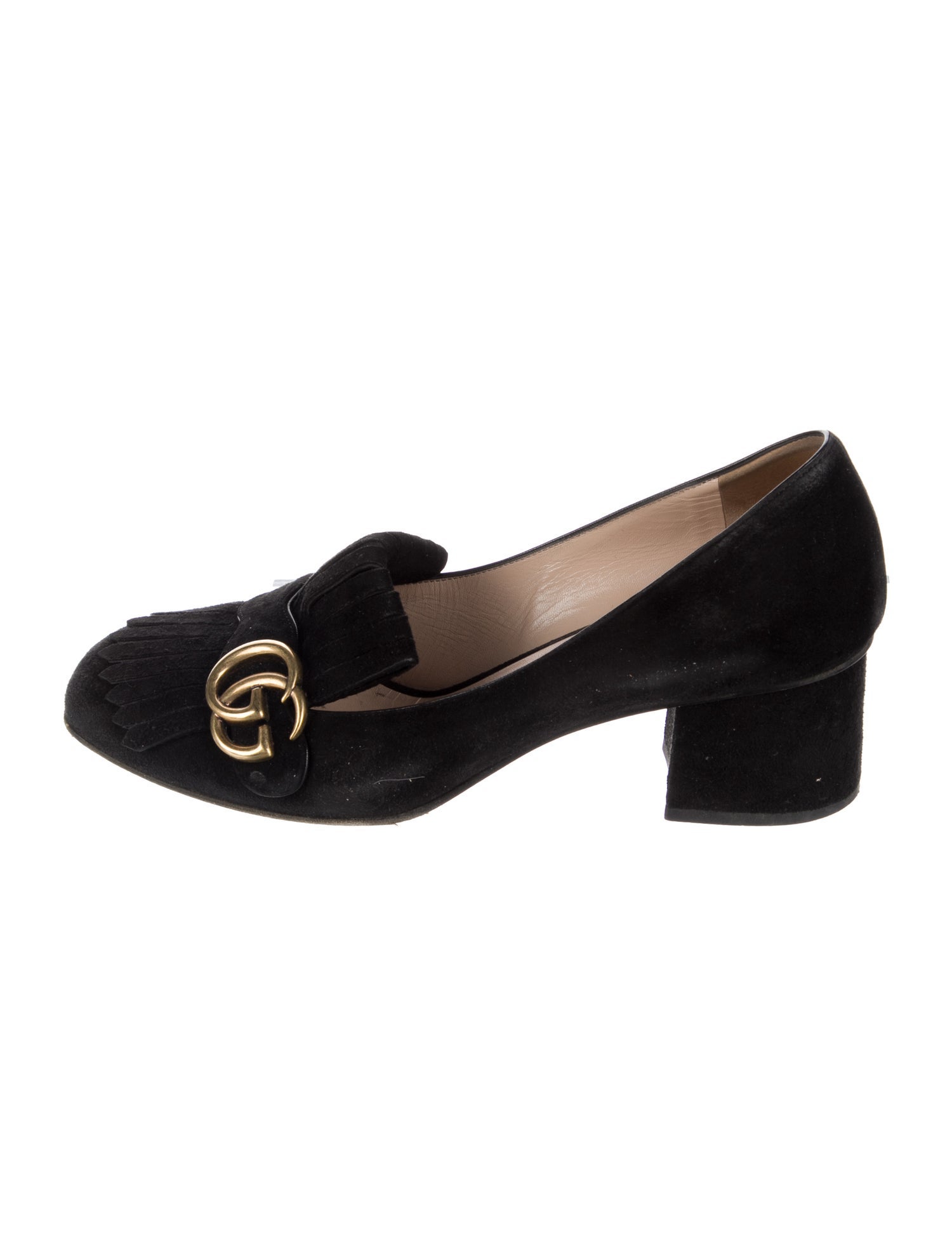 Gucci Double G Logo Suede Pumps