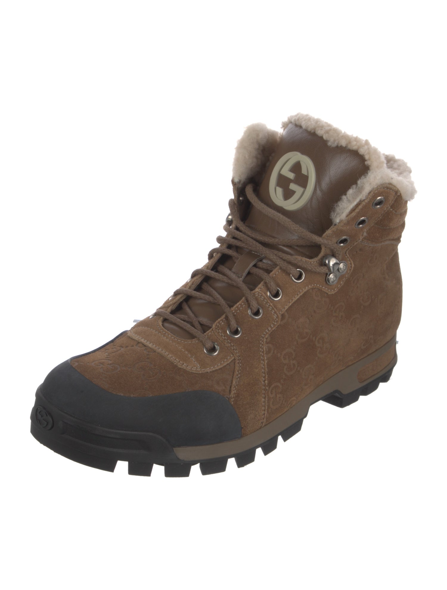 Gucci Interlocking G Logo Suede Hiking Boots