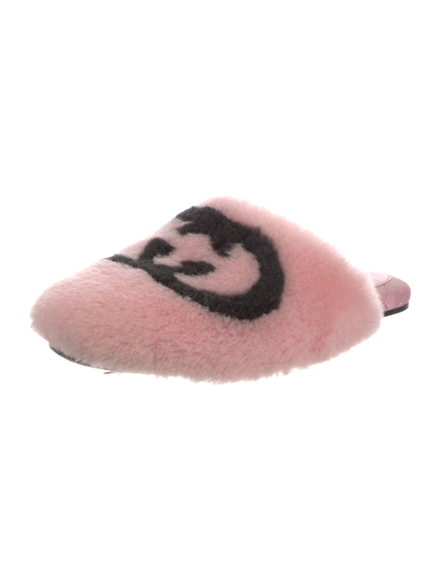 Gucci Interlocking G Logo Shearling Mules