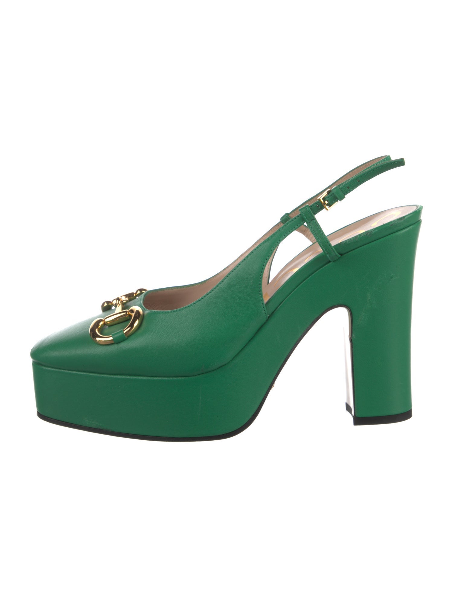 Gucci Horsebit Accent Leather Slingback Pumps