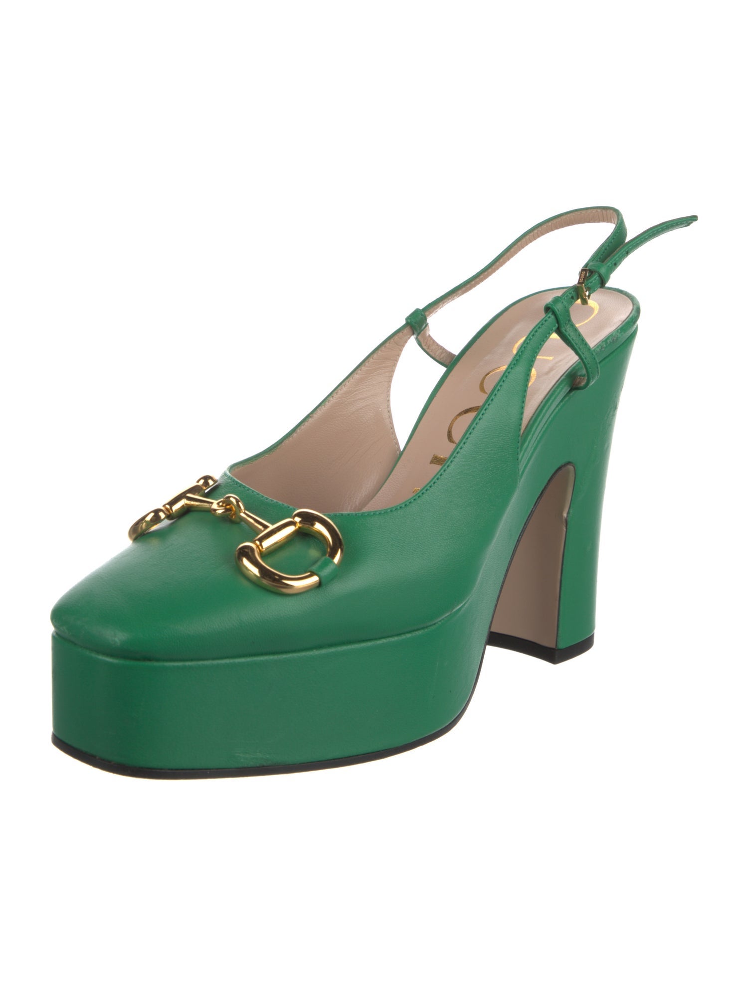 Gucci Horsebit Accent Leather Slingback Pumps