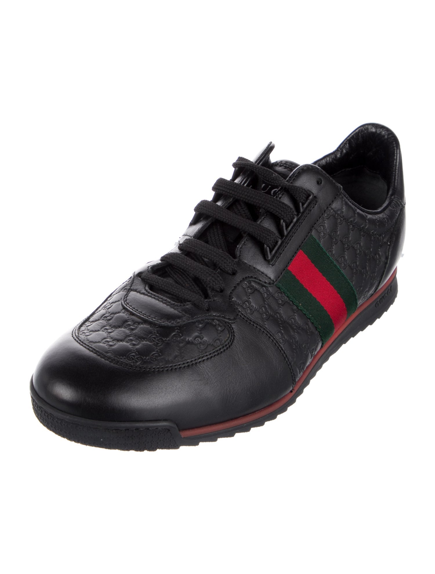 Gucci Web Accent Leather Sneakers