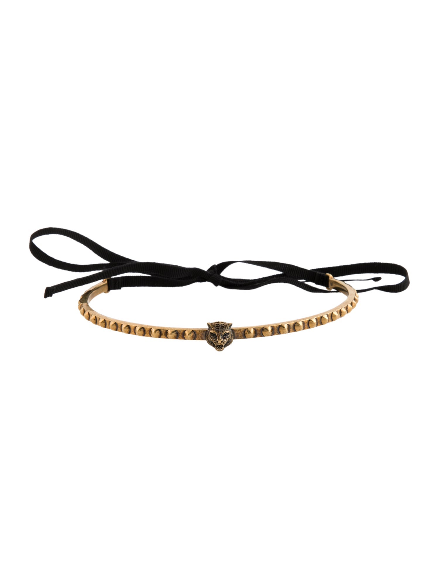 Gucci Ribbon Feline Head Choker Necklace