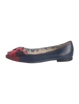 Gucci Web Accent Leather Ballet Flats