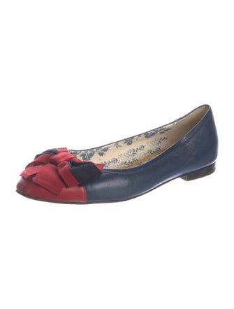 Gucci Web Accent Leather Ballet Flats