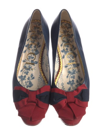 Gucci Web Accent Leather Ballet Flats