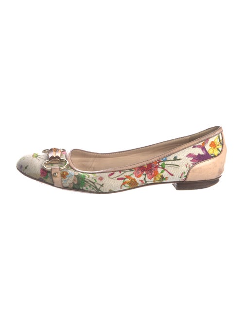 Gucci Flora Print Canvas Ballet Flats