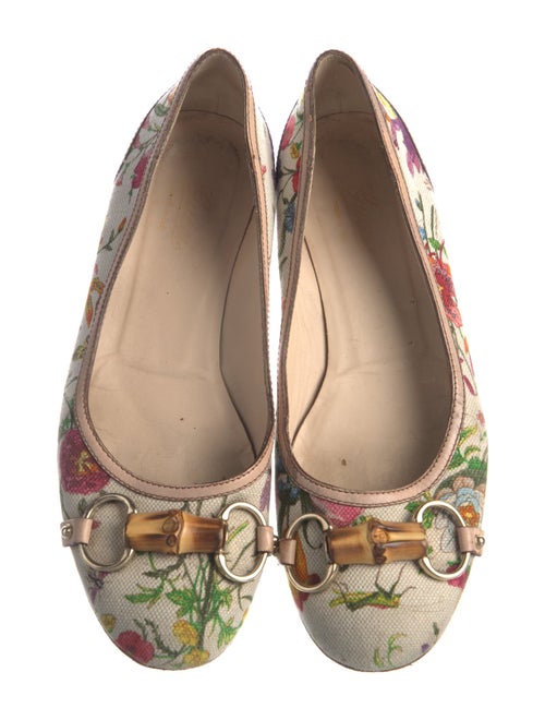 Gucci Flora Print Canvas Ballet Flats
