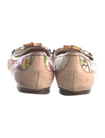 Gucci Flora Print Canvas Ballet Flats