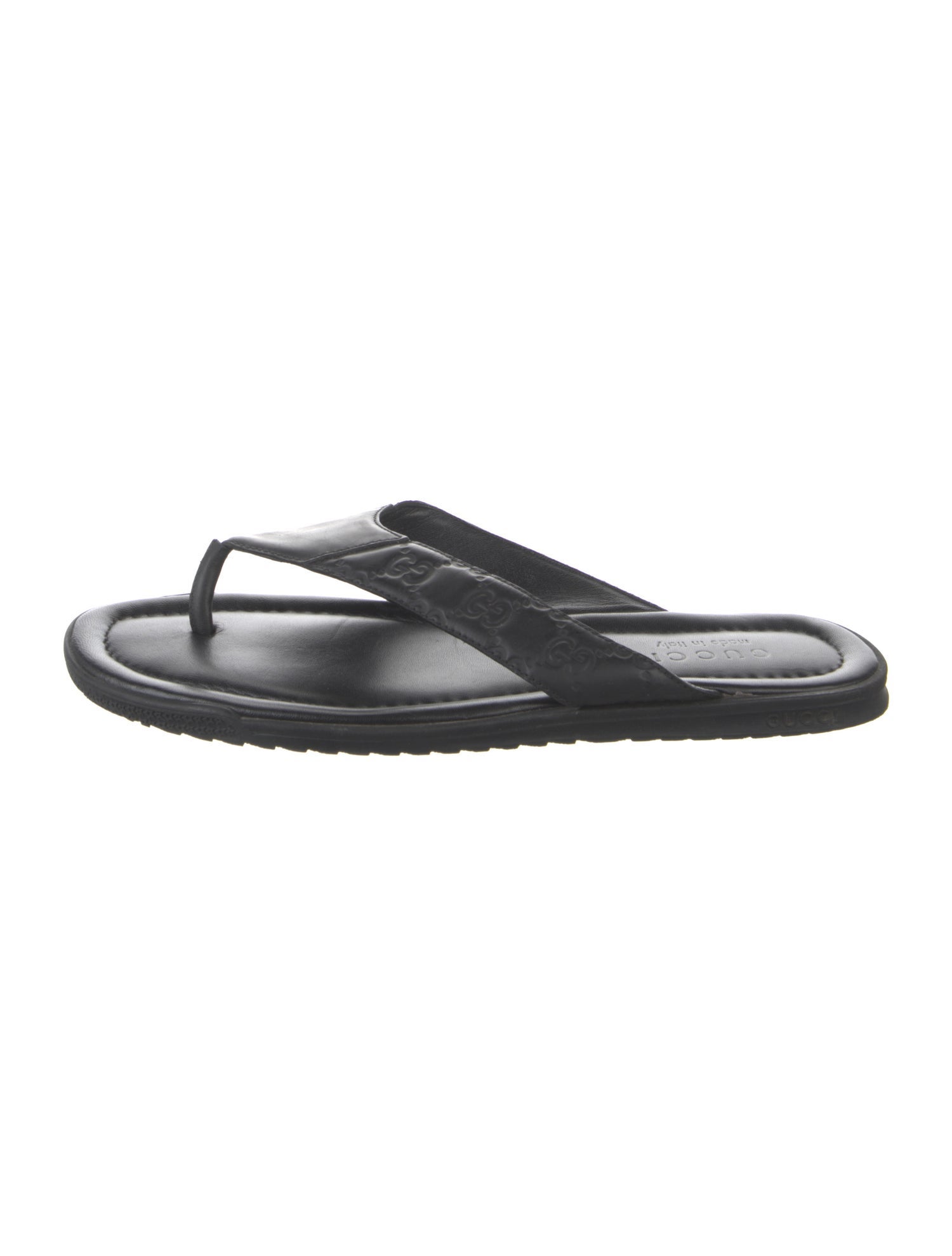 Gucci GG Signature Leather Flip Flops