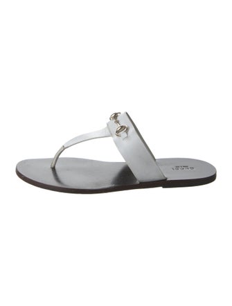 Gucci Horsebit Accent Leather Flip Flops