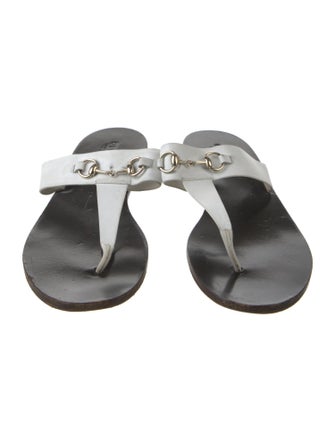 Gucci Horsebit Accent Leather Flip Flops