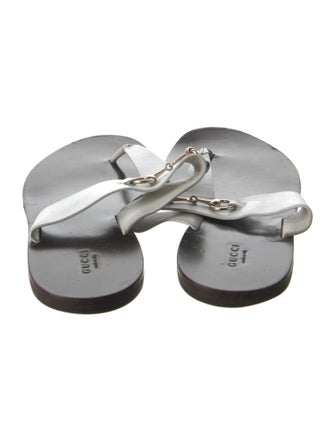 Gucci Horsebit Accent Leather Flip Flops
